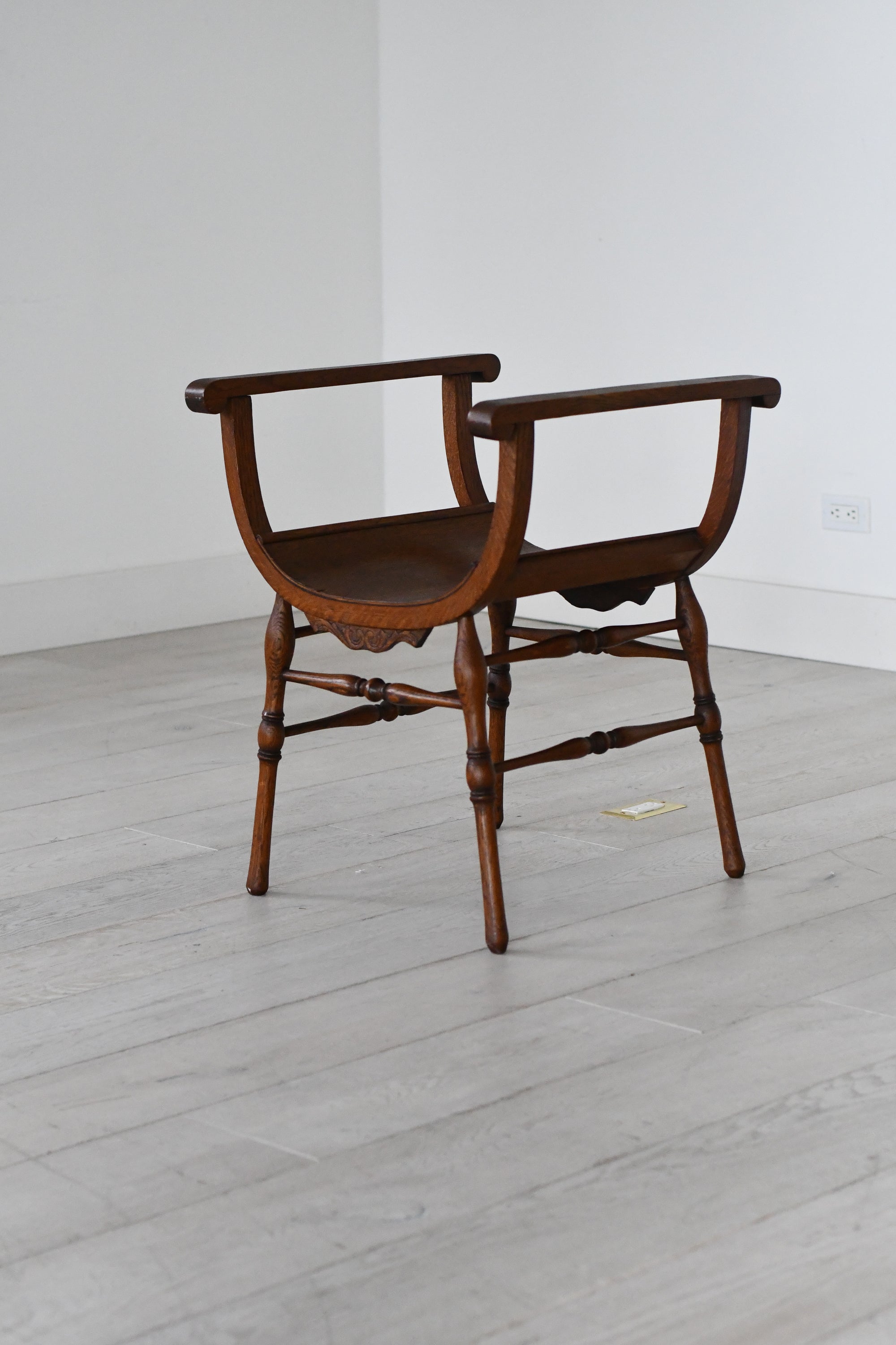 Vintage Curved-Arm Wooden Accent Chair