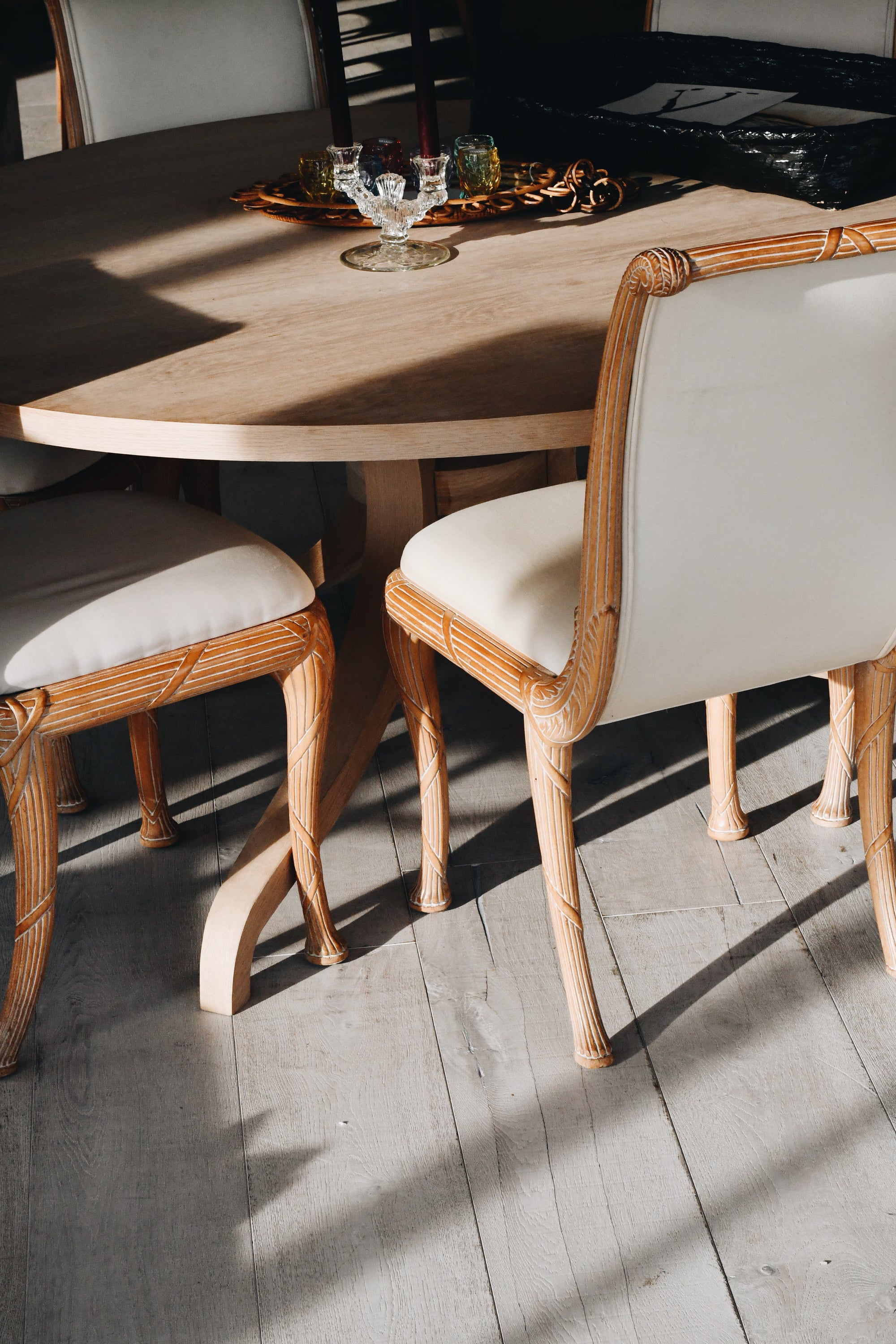 Set of 6 French Oak Dining Chairs