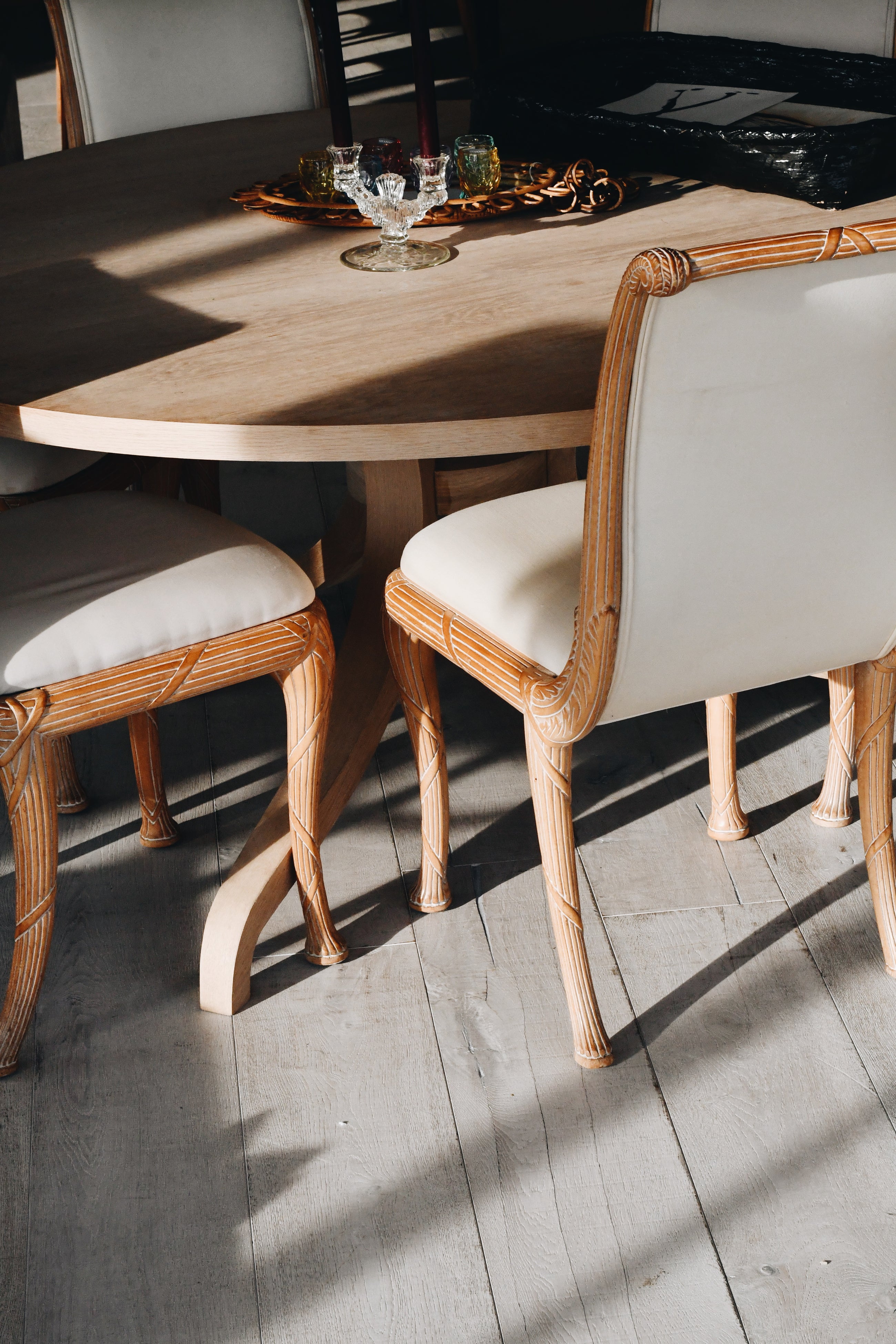 Set of 6 French Oak Dining Chairs