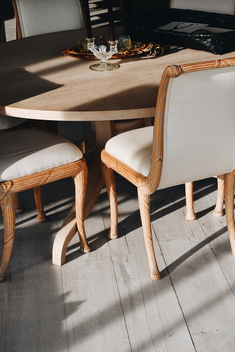 Set of 6 French Oak Dining Chairs