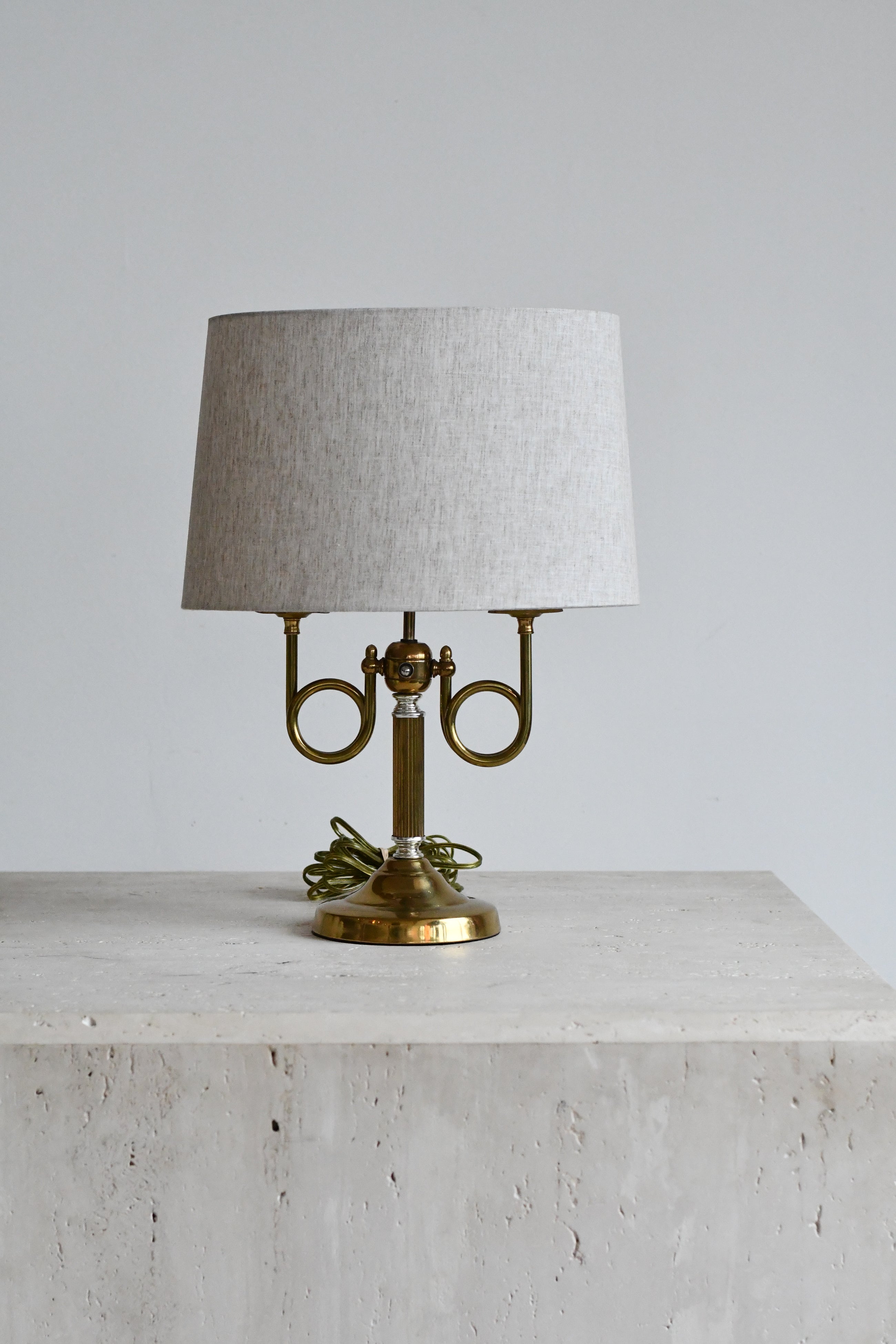 Brass Double Armed Lamp with Shade