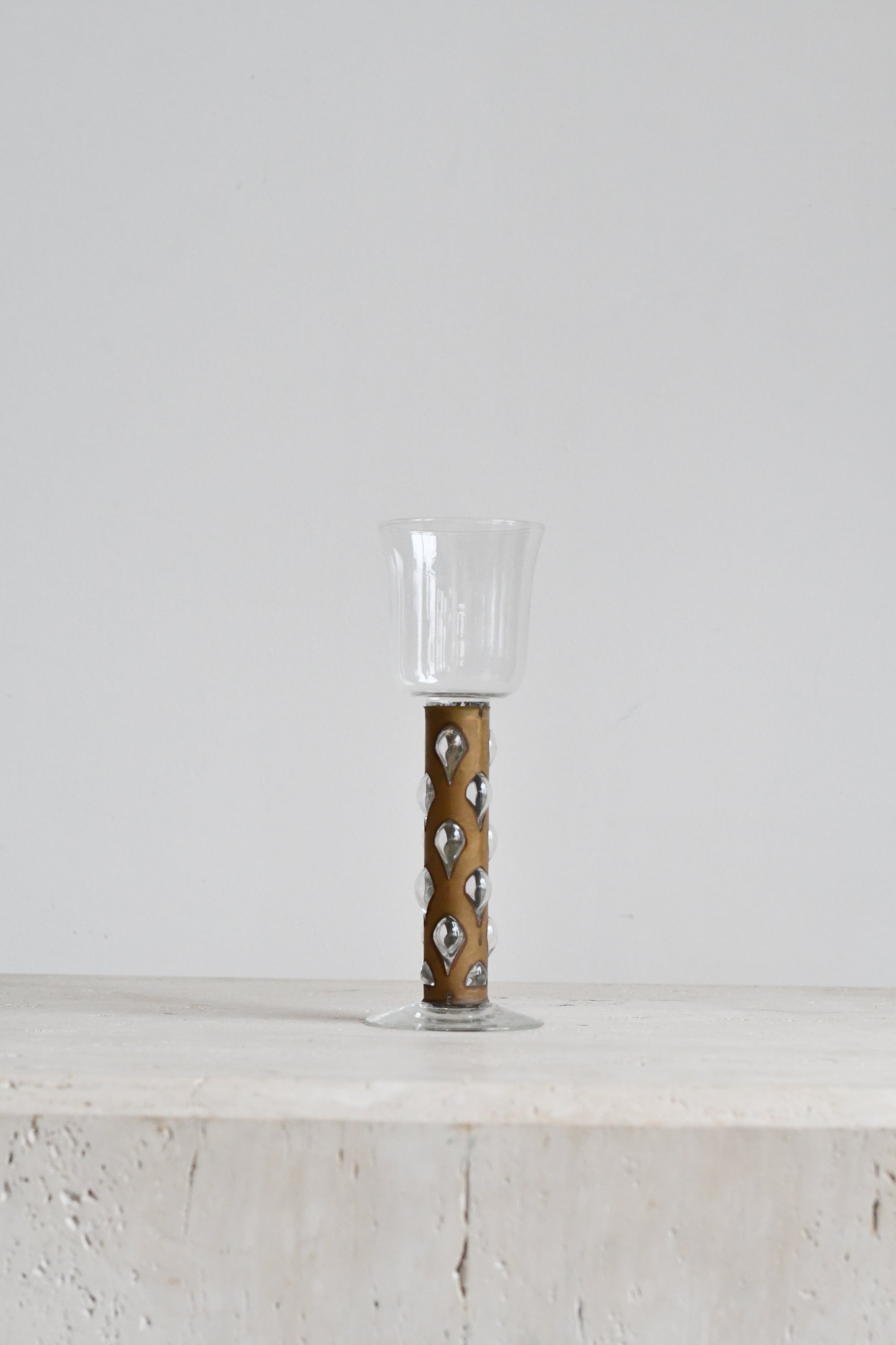 Glass & Brass Bubble Stem Candleholder