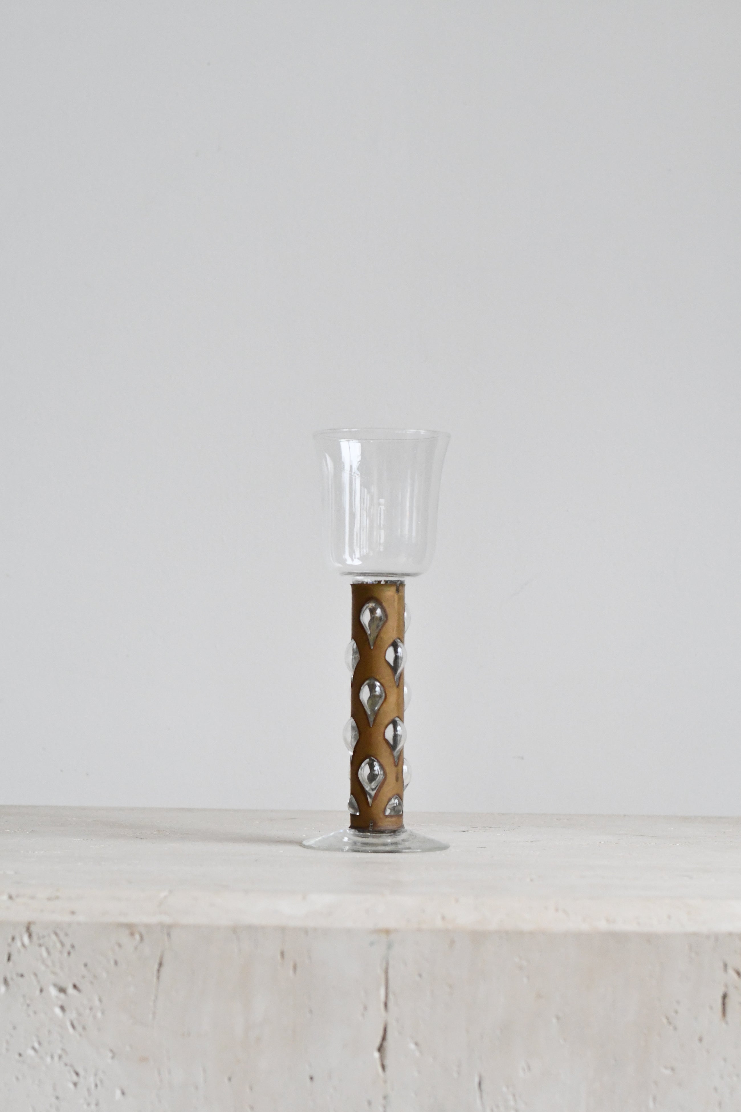 Glass & Brass Bubble Stem Candleholder