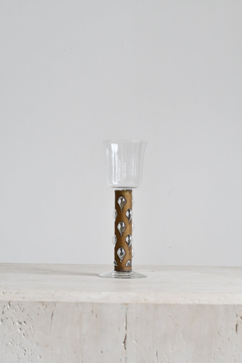 Glass & Brass Bubble Stem Candleholder