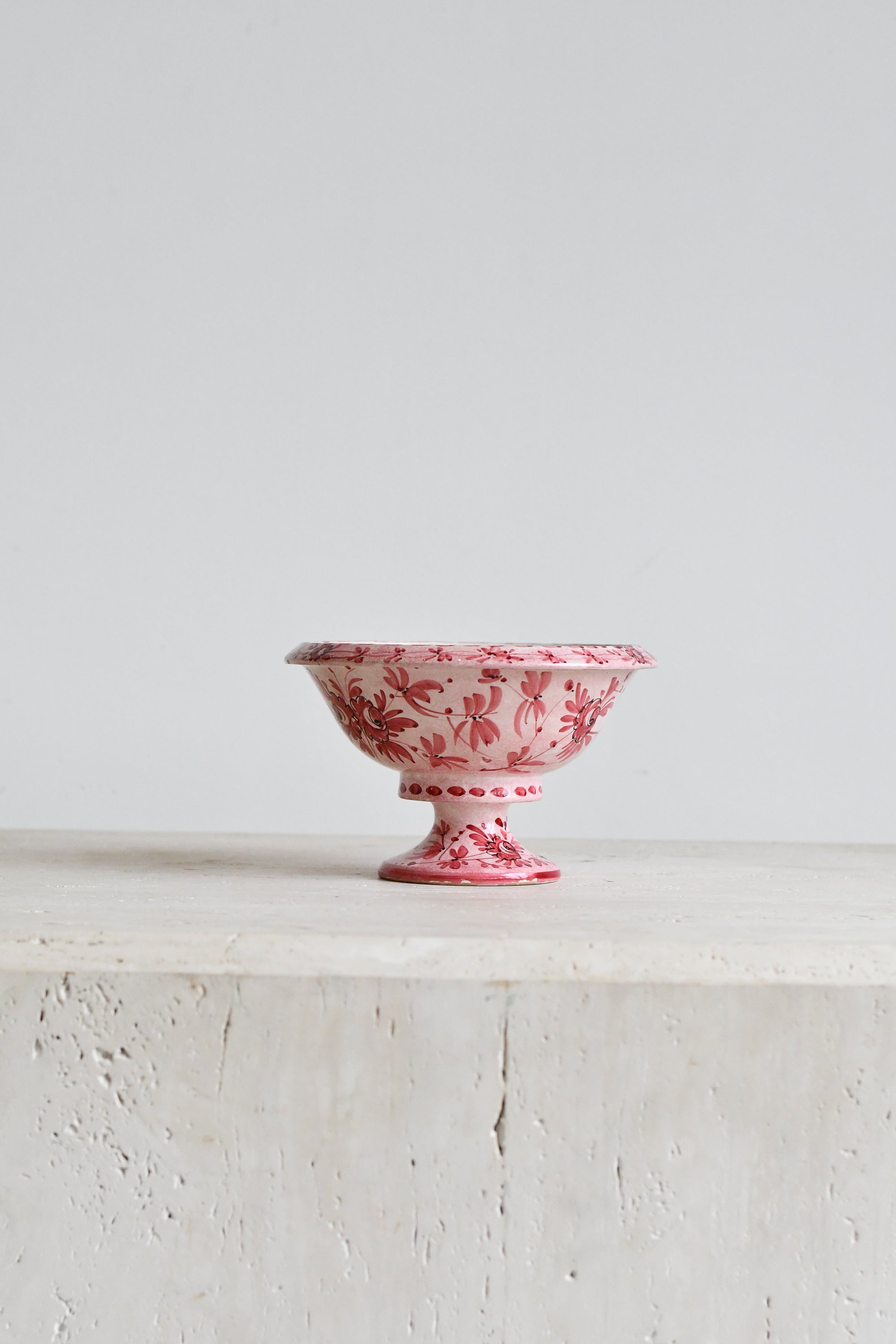 Pink Hand-Painted Italian Ceramic Compote