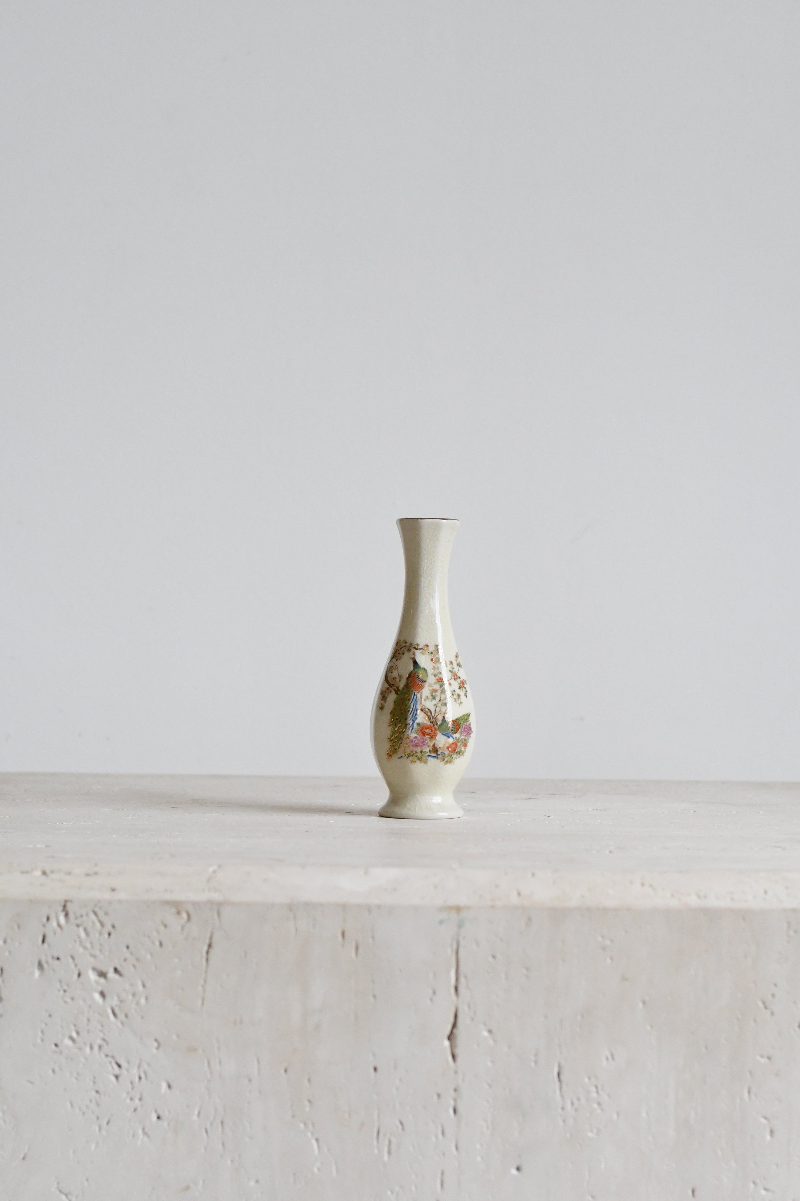 Hand-Painted Porcelain Peacock Vase