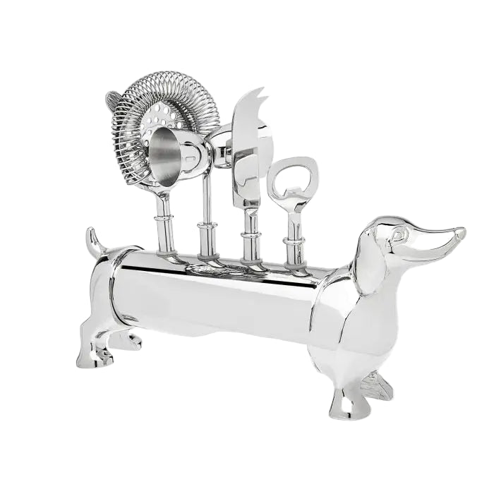 Dachshund 5pc Bar Tools Nickel
