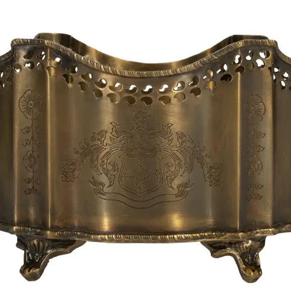 Fabulous Antique Brass Pierced/Etched Planter