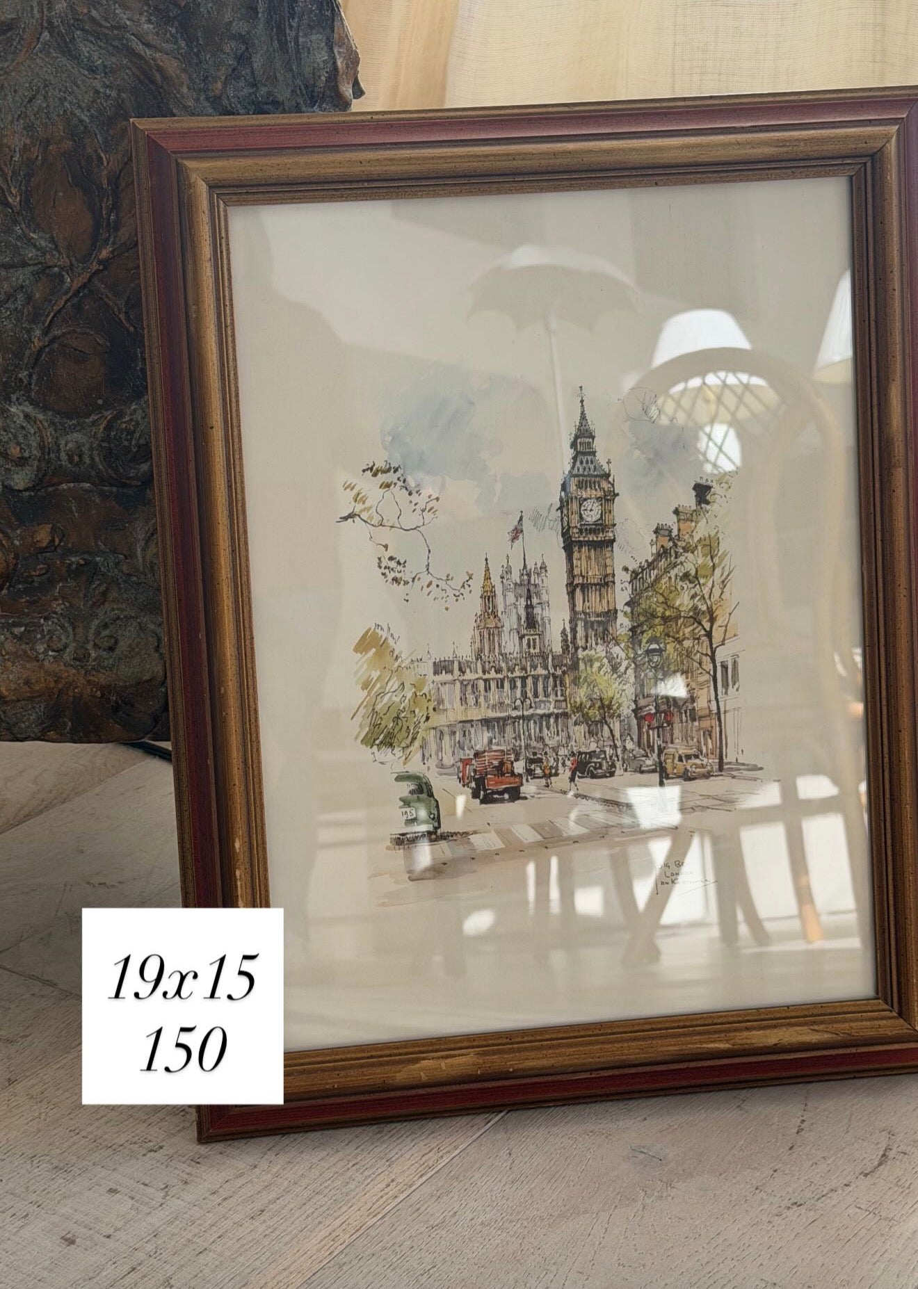 Framed Big Ben Watercolor