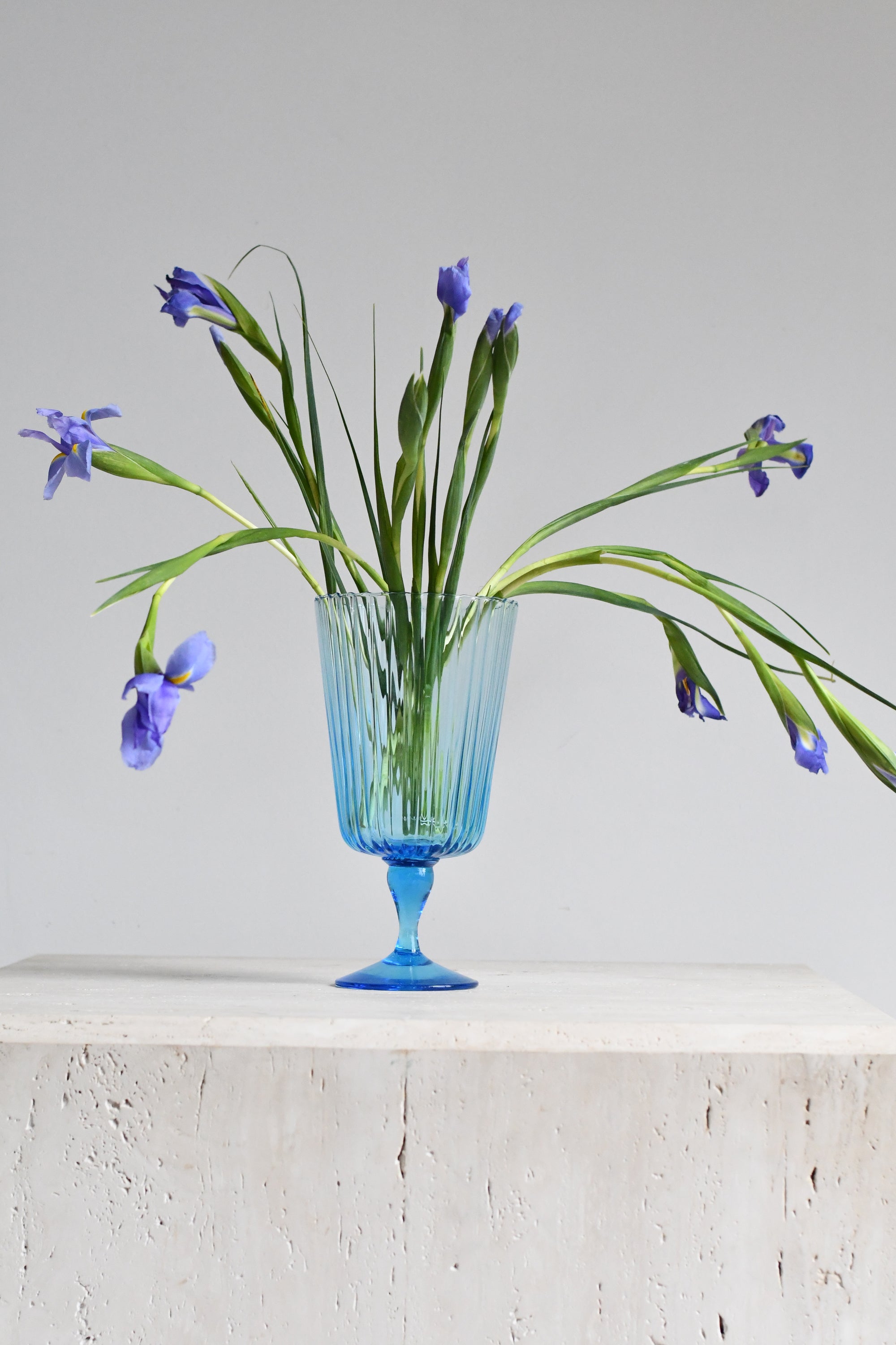 Blue Fluted Glass Vase