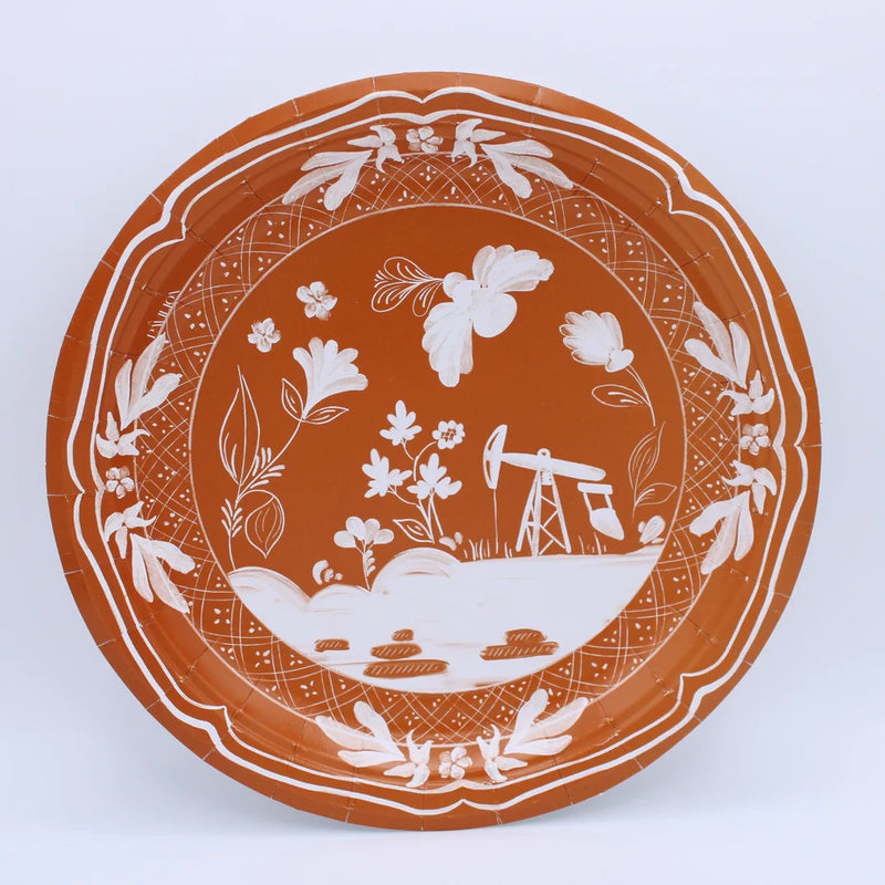 Rust Nodding Donkey Pavilion Salad and Dessert Plates 8 per pack