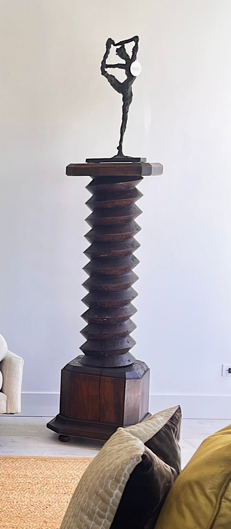 Tall Wooden Spiral Pedestal
