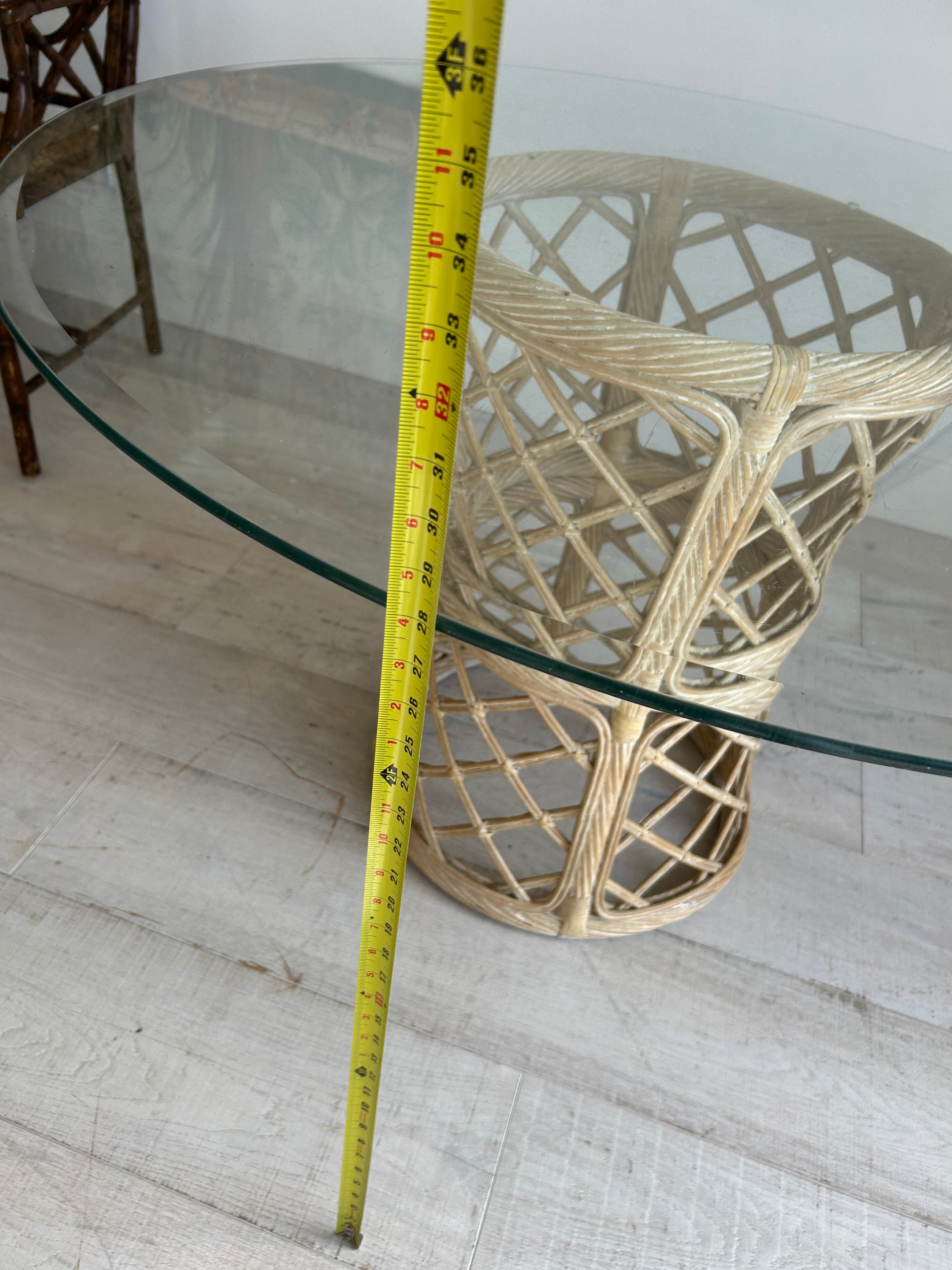 Pencil Reed Rattan Whitewashed Table Base