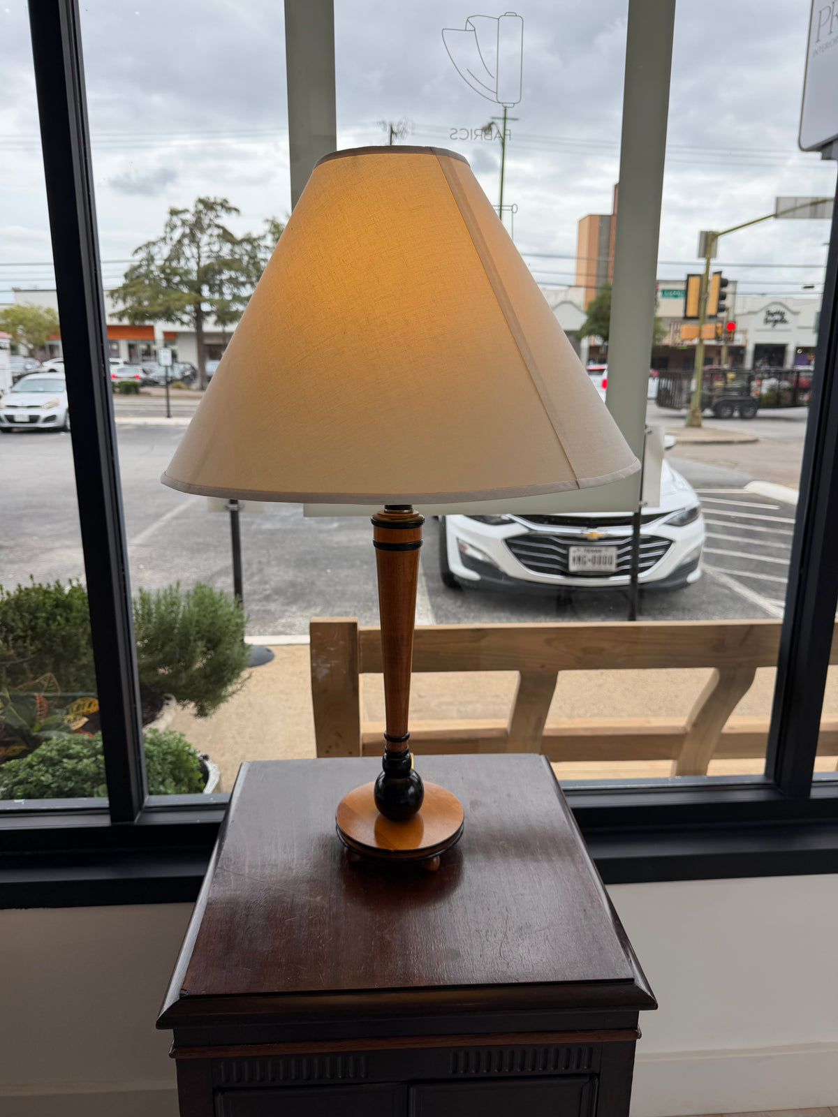 Wood & Black Lamp