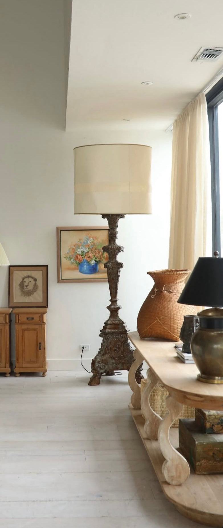 Antique Ornate Floor Lamps, Pair