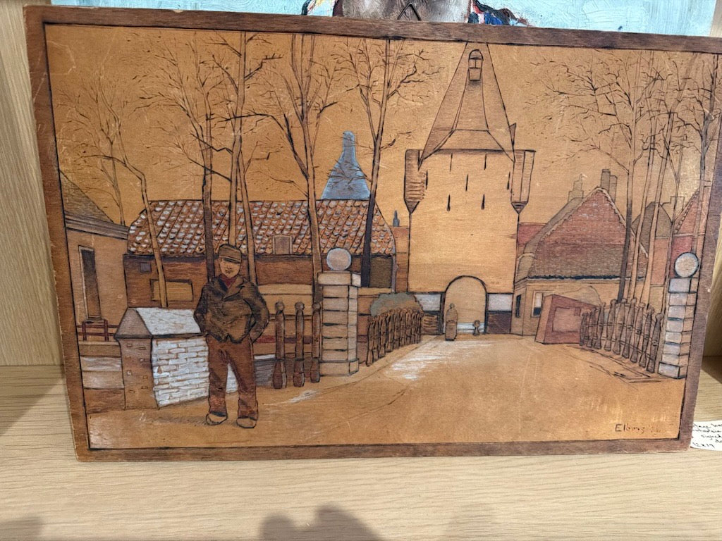 Vintage handmade Intarsia art signed and dated