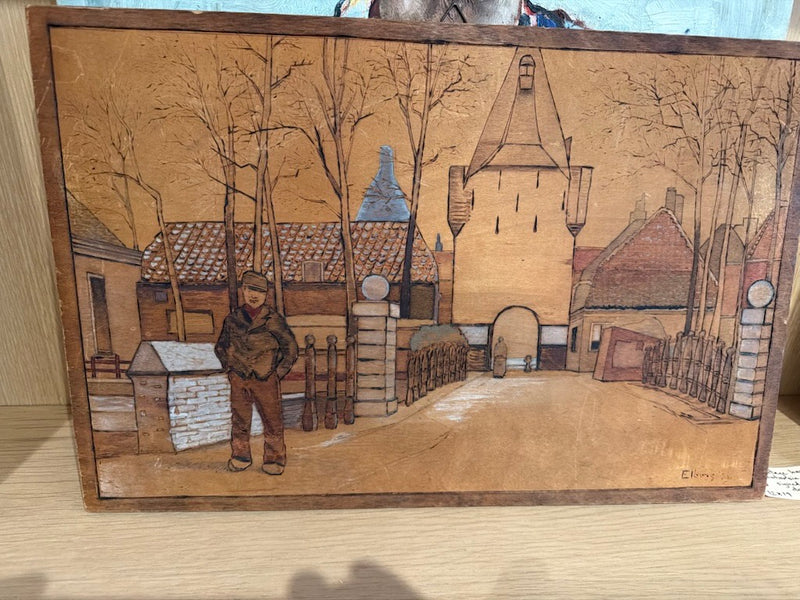 Vintage handmade Intarsia art signed and dated