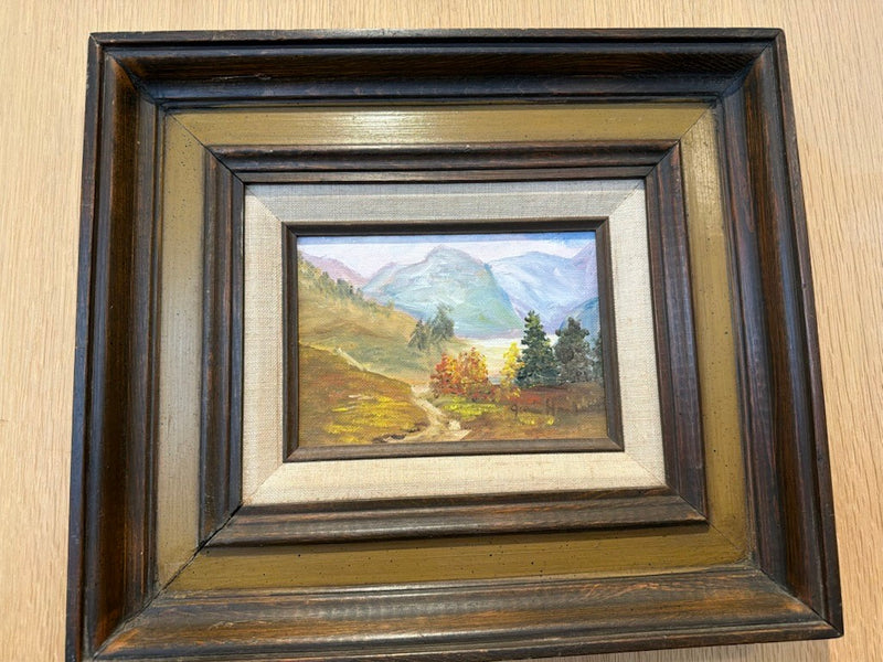 Original Oil on Canvas F Mountain Scene