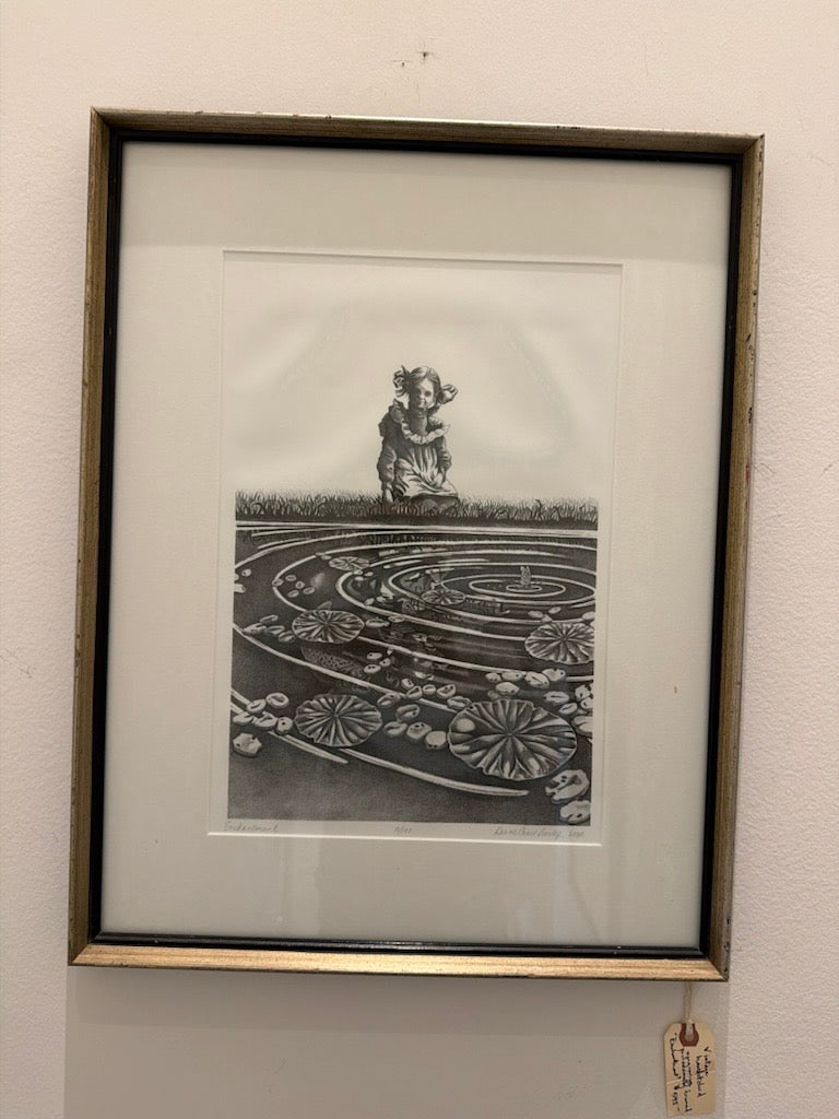 Vintage handetched engraving profesionally framed "Enchantment"