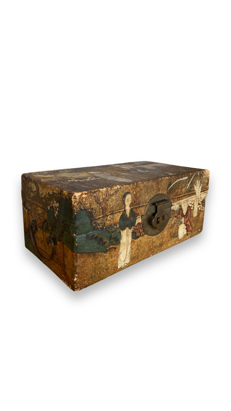 Medium Chinese Export Painted Pigskin Trunk