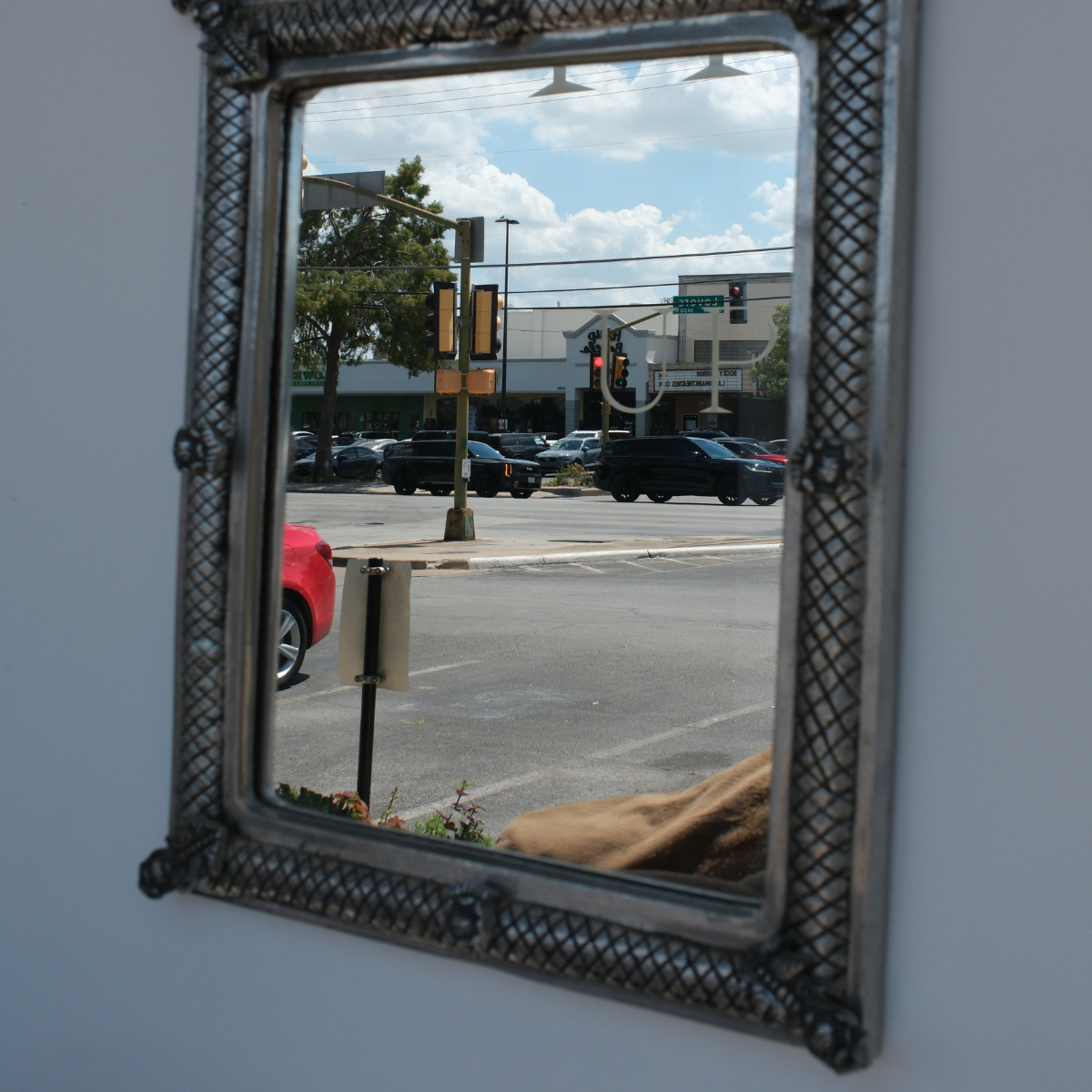 Ornate Silver-Tone Metal Mirror