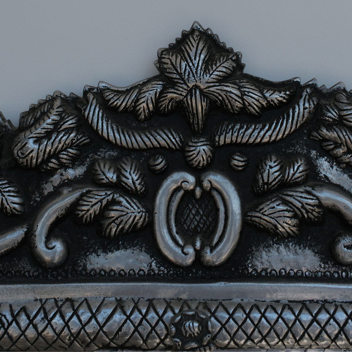 Ornate Silver-Tone Metal Mirror