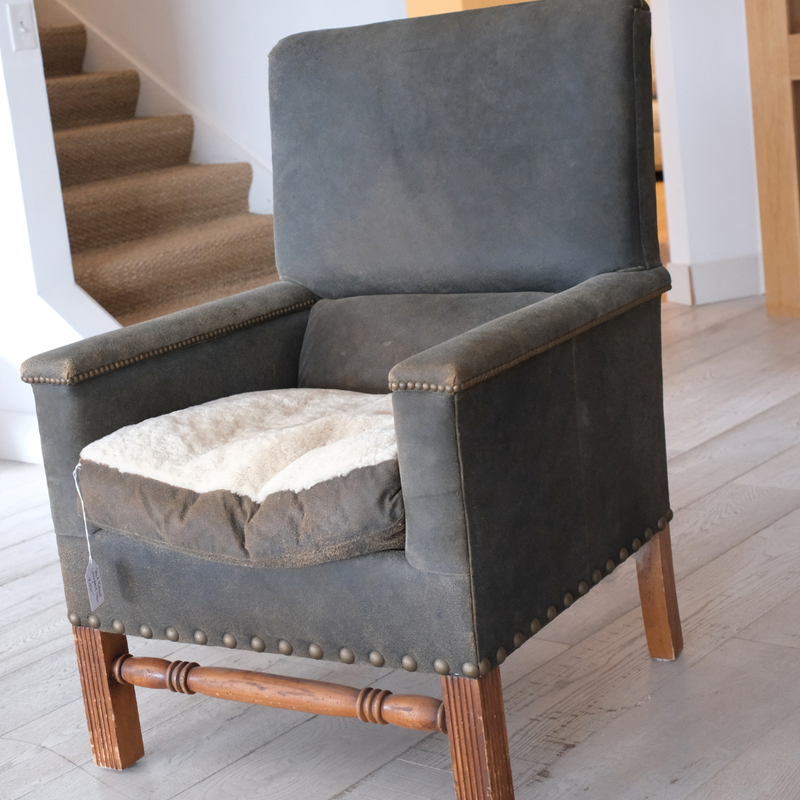 Paul Robert Wingback Chair with Shearling Seat