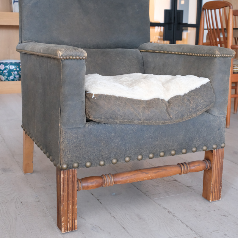 Paul Robert Wingback Chair with Shearling Seat