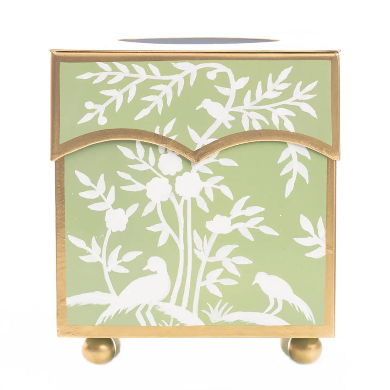 Stunning New Grass Green/White Scalloped Tissue Box