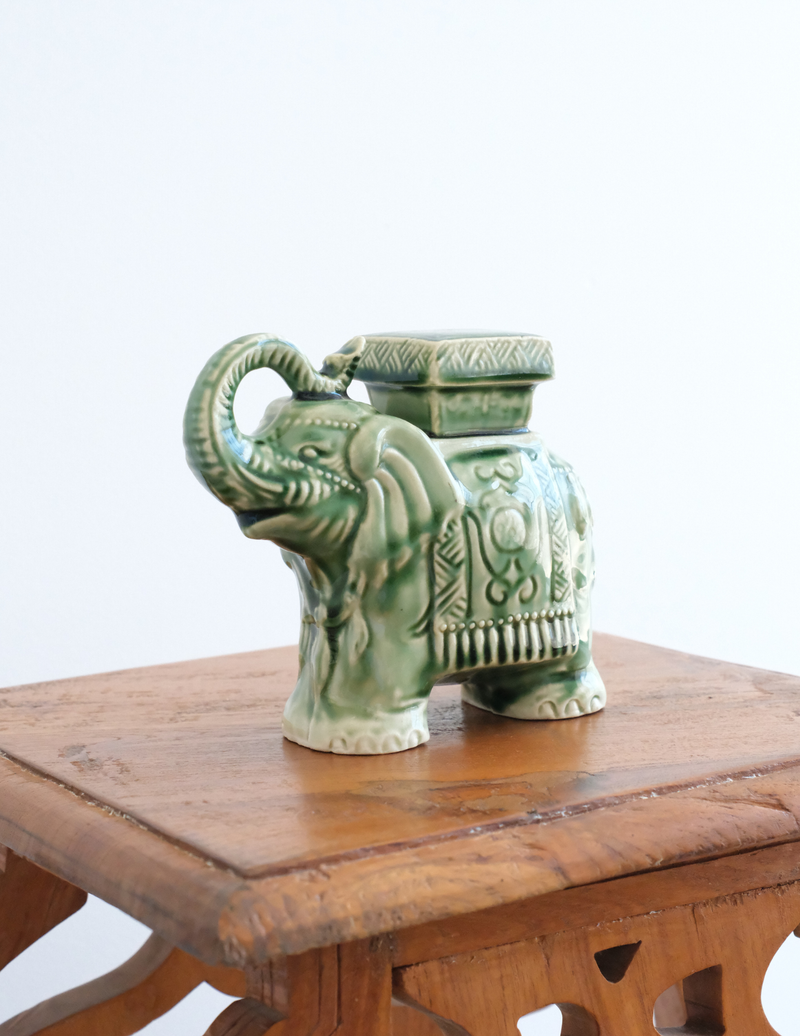 Green Majolica Elephant