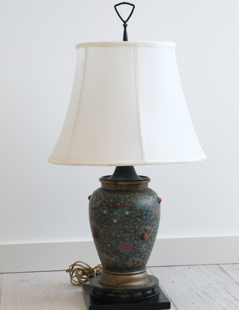 Chinese Cloisonne Lamp with Shade