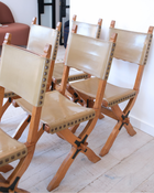 Vintage leather sling seat chairs- set of 6