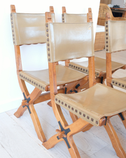 Vintage leather sling seat chairs- set of 6