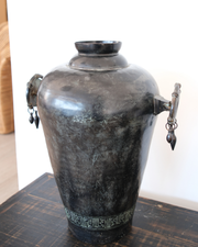 Black Copper Vase with Indian shield Handles