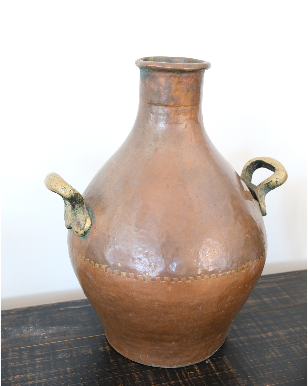 Tall Copper Jug with Brass handles