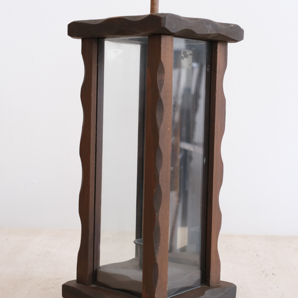 Vintage Wood/Glass Candle Holder