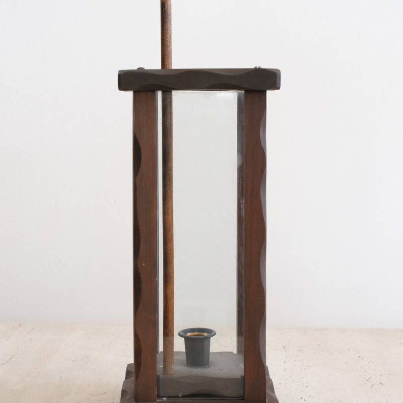 Vintage Wood/Glass Candle Holder
