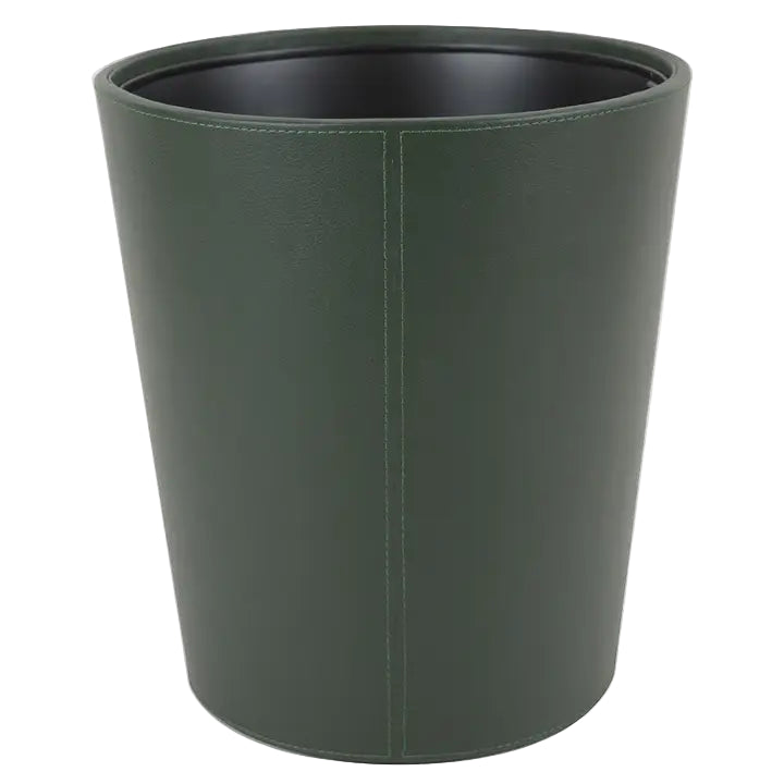 Dark Green Faux Leather Waste Bin