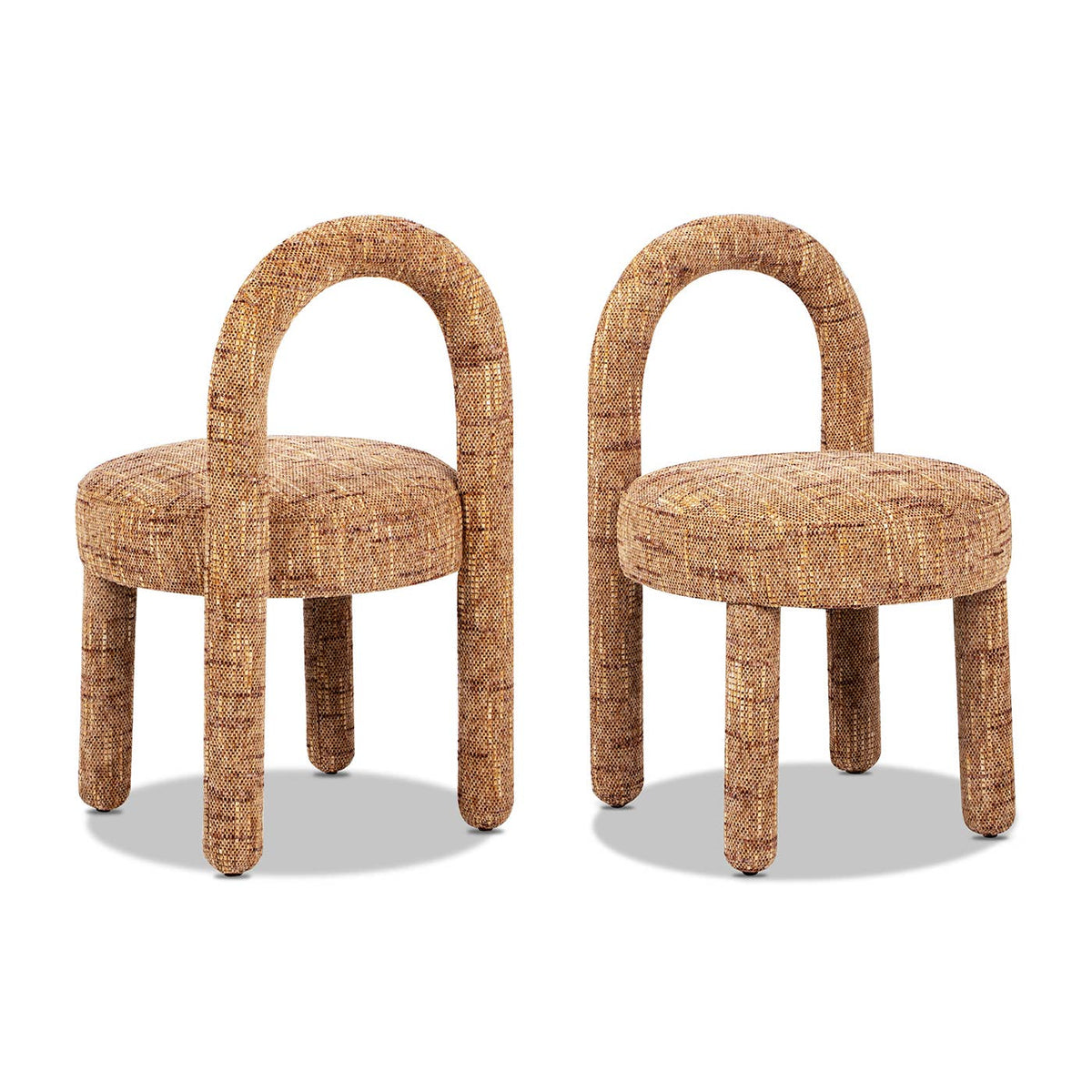 Penny Round Arched Upholstered Dining Side Chair, Set of 4: Golden Rust Orange