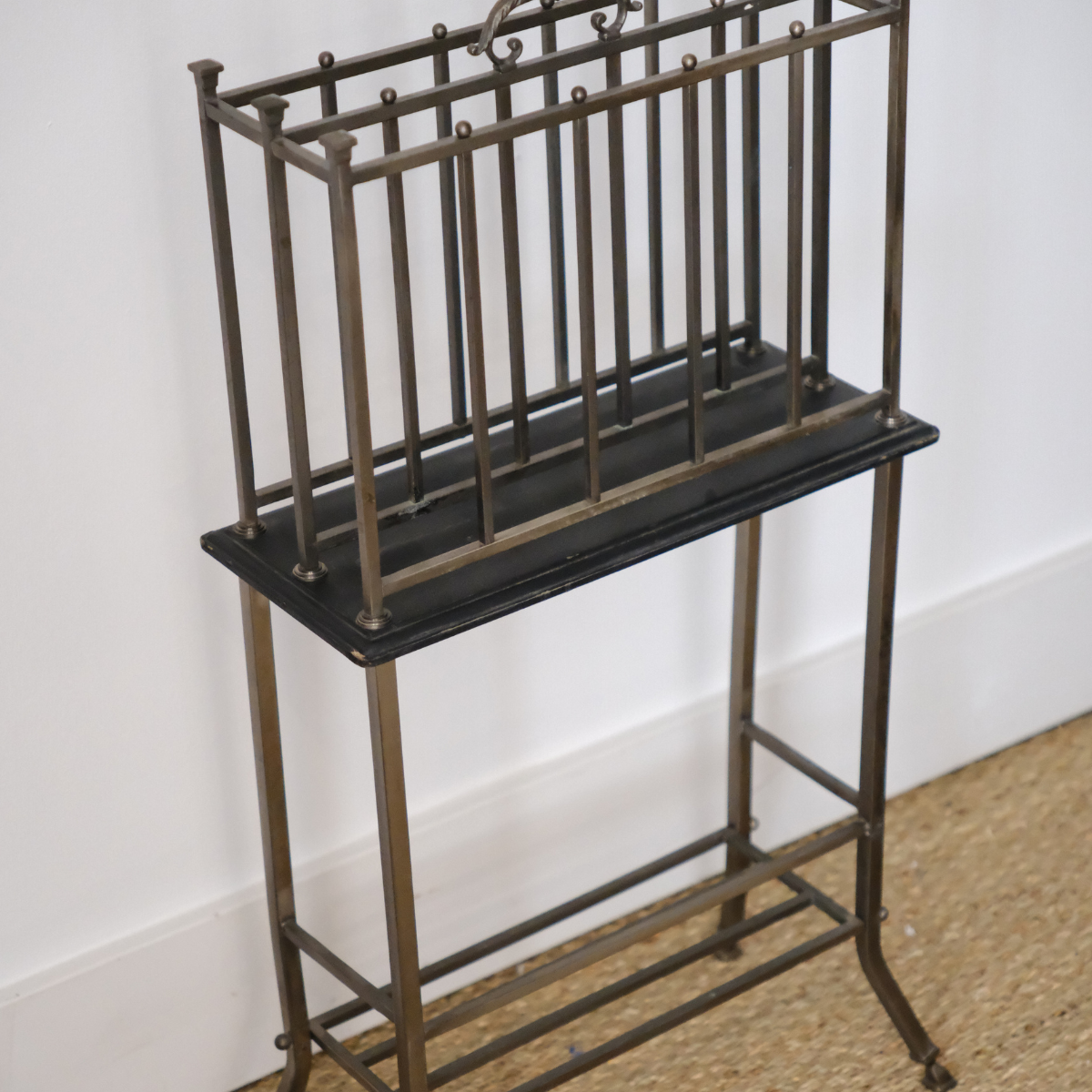 State English Polished Steel  Canterbury/Magazine Stand, Circa 1940